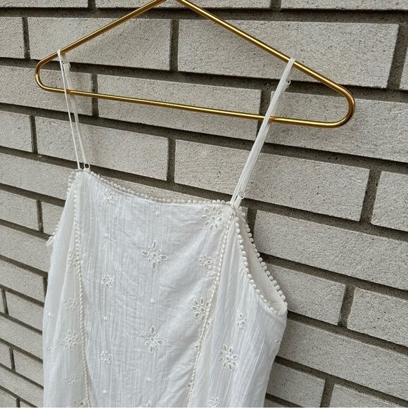 Aerie White Eyelet Cotton Sundress Adjustable Straps Lined Summer Dress Large - Picture 5 of 15